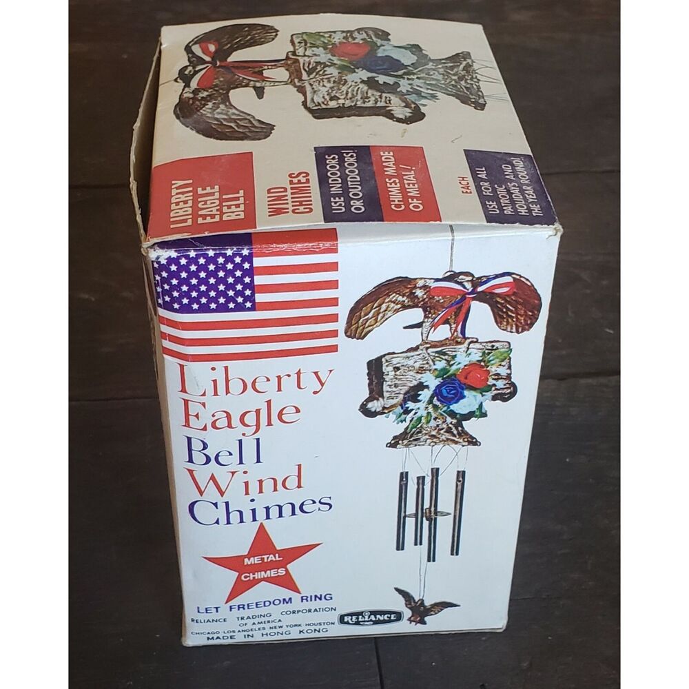 Vintage July 4TH Patriotic Liberty Eagle Bell Wind Chimes - HTF! Reliance - Picture 2 of 5